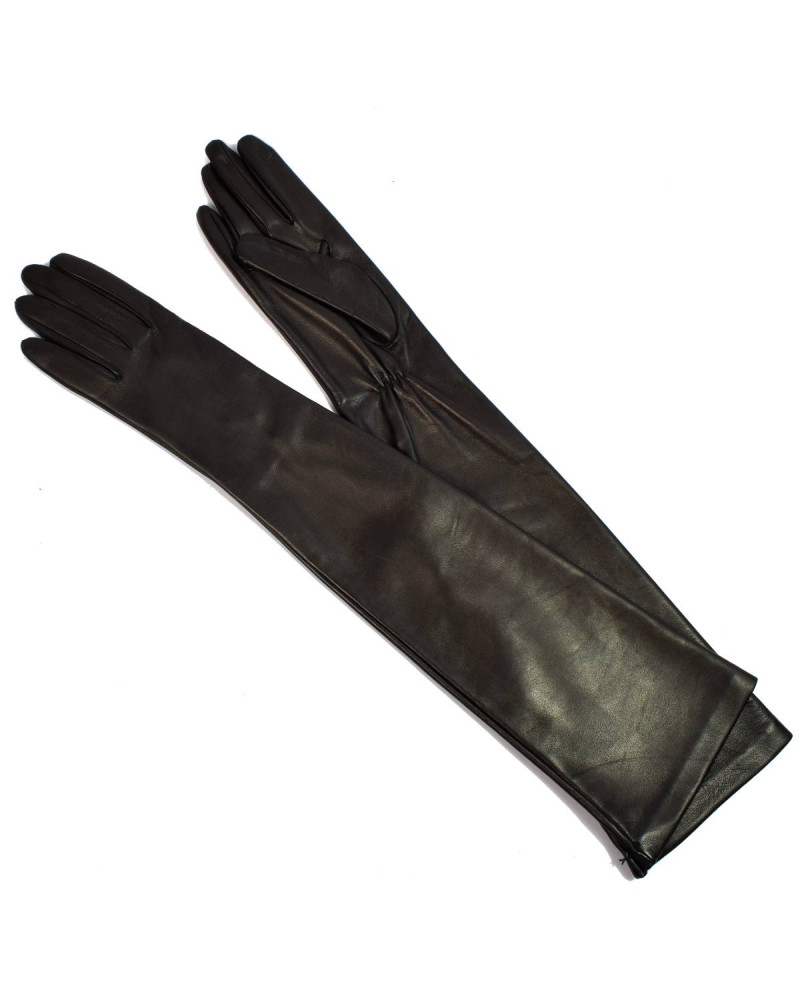 guanti lunghi eleganti da donna in pelle cm 50 fodera seta art 512p