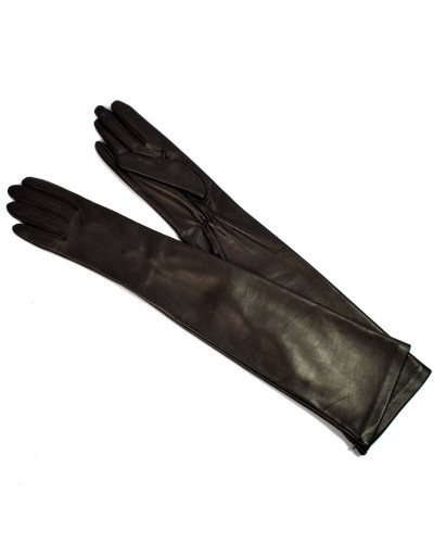 long elegant women's gloves in leather 50 cm silk lining item 512p