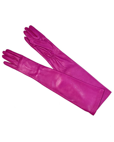 long elegant women's gloves in leather 50 cm silk lining item 512p